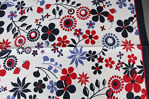 Navy Blue Red White floral scarf square neck hair headband kerchief daisy flower strawberry4