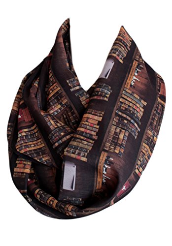 Etwoa's Bookshelf Infinity Scarf and Loop Scarf, Brown, Large2