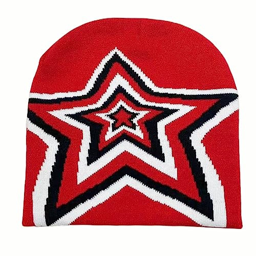 Multiple Color Teens Elastic Windproof Star Pattern Hat Ear Protector Hat Winter Cycling Skiing Supplies Red
