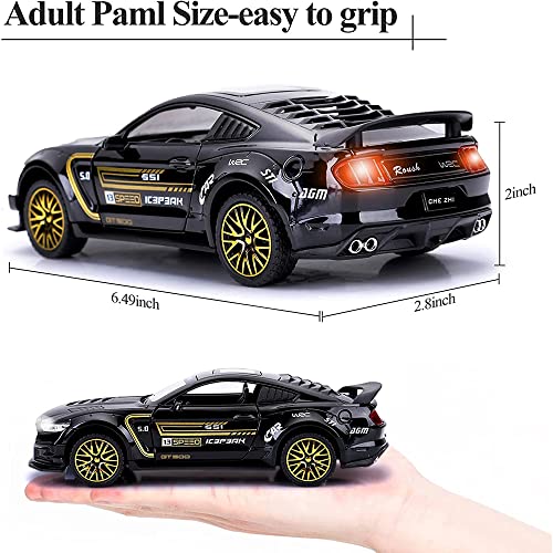 Image of DEUSON ECOM 1:32 Scale Mustang Toy Car Diecast Metal Model Cars for Kids Sound Light and Pull Back