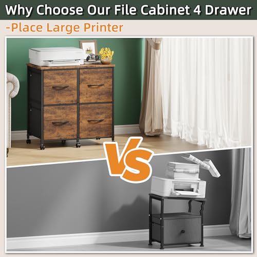 image for HIGDBFE 4 Drawer Lateral File Cabinet, Mobile Filing Cabinet for Large