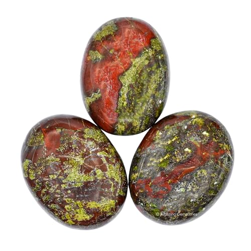 Image of Amazing Gemstone Dragon Bloodstone Crystals and Healing Stones - Large Palm Stone Crystals Piedra - Crystal for Good Luck, Positive Energy, Meditation - Unique Stocking Stuffers and Birthday Gifts