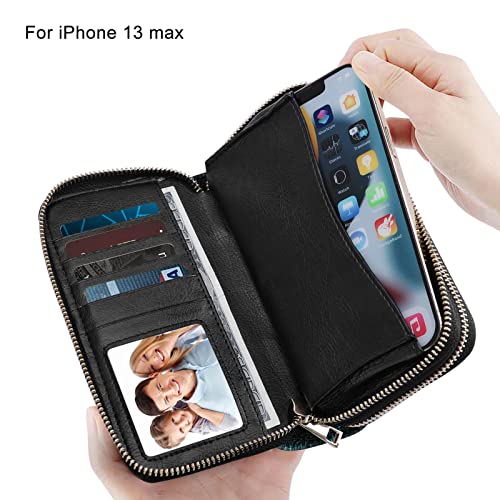 Image of Cellphone Wallet for Women Dual Zipper Long Purse with Removable Wristlet