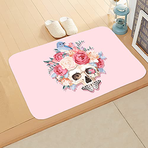 Paillasson exterieur pivoine crâne pour entrée propre