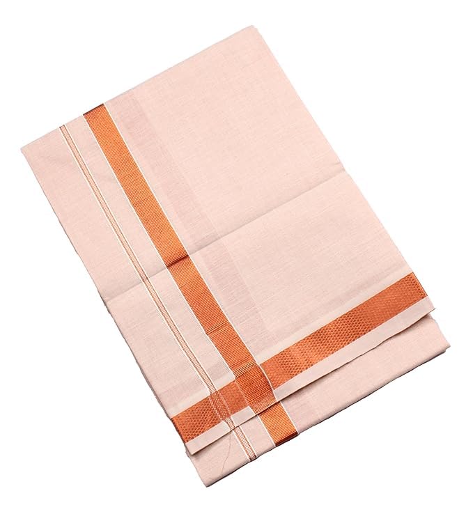 Kolakeer™ Men's Tissue Cotton Dhoti with Kasavu Zari Border - South Indian Dhoti Veshti Mundu4