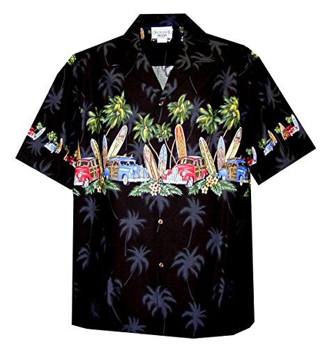 Men's Hawaiian Shirt - Surfboard Print, Poplin Cotton, Blue, Size 2X - View #10