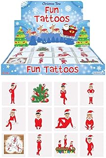 Henbrandt 24 x Mini Elfin Around Christmas Temporary Transfer Tattoos for Kids Boys and Girls Festive Xmas Stocking Advent Calendar Fillers