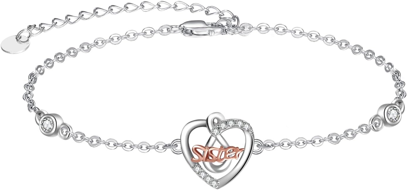 Palpitate Sister/Besties Bracelets for Women 925 Sterling Silver Friends Bracelet Friendship Jewelry Birthday Christmas Gifts for Women BFF
