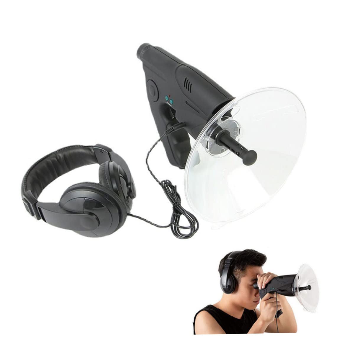 Dispositivo di ascolto parabolico 8X Microfono parabolico Monoculare HD Birds Watching e ascolto Dispositivo amplificatore audio per registrazione di uccelli Osservazione, parabola