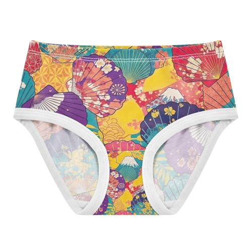 Japanese Floral Scallop Toddler Underwear, Cotton Underwear Girls, 2T–8 Years