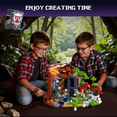 Magnetic Blocks 200 PCS Magnet Building Blocks Cubes Sensory Toys for 3-12 Years Old Gamer Player Kids, Stacking Magnets Holiday Birthday Graduation Gift Set, 0.8 Inch Block, Nether and Overworld
