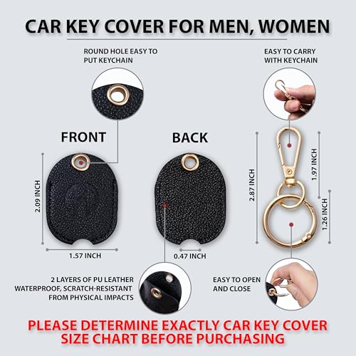Image of Leather Keys Sleeve for Broken Car Key Loop Replacement - Cute Keychain Cover - Protector, Holder for Men & Women