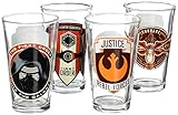Zak Designs SWRH-4240 Star Wars Ep7 Glass Tumbler 4 Piece Window box, 16 oz, Multicolor