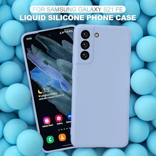 Image of DIZORO Liquid Silicone Case with Microfiber Coushioning Compatible for Samsung Galaxy S21 FE 5G Shockproof Slim Back Cover, Gel Rubber Full Body Protection - Carolina