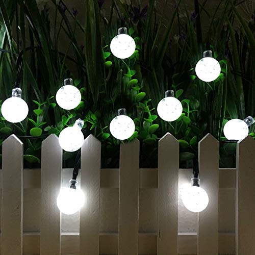 Solar String Lights Globe 38 Feet 66 Crystal Balls Waterproof LED Fairy Lights 8 Modes Outdoor Starry Lights Solar Powered String Light for Garden Yard Home Party Wedding Decoration(White)