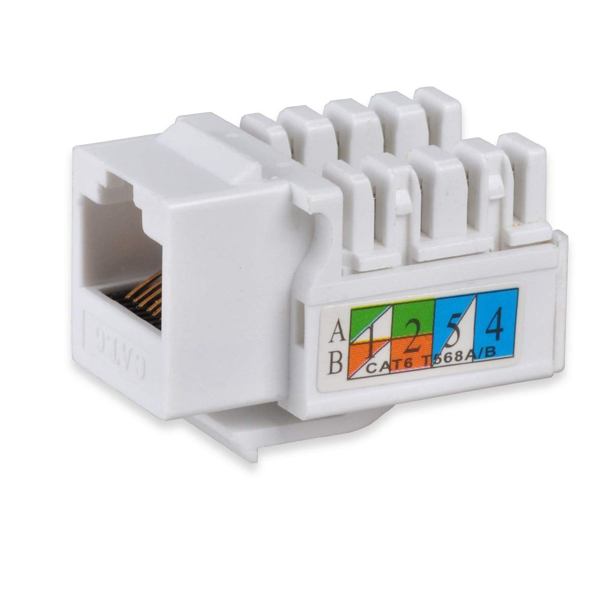 Conwork Placa de Pared Ethernet de 2 Puertos Cat 6, RJ45 Ethernet Perforadora Keystone Insertos Jack Panel de Placa de Pared de Red – Cat6/5/5e Compatible (1-Pack)