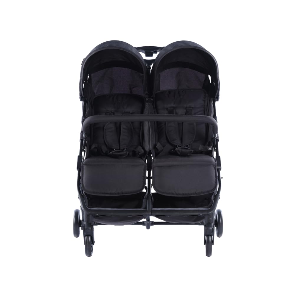Novi Baby® Foss Go Duo, Zwillingsbuggy von Geburt an bis 15 kg (ca. 3 Jahre), extra großer Korb, leicht und klein faltbar, 5-Punkt-Sicherheitsgurt