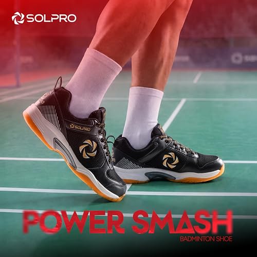 Image of SOLPRO Power Smash Badminton Shoes | Flex Support Outsole | Court Grip | Shock Absorbing Cushion | Breathable Mesh Upper | Stability Ridges