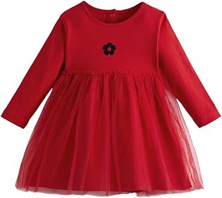 Hopscotch Floral Embroidery Tulle Cotton Dress for Ages (6-9 Months) Price In India