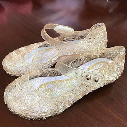 Princess Shoes Girls Sandals Jelly Mary Jane Dance Party Cosplay Shoes for Kids Toddler Flat Thong Sandal (Yellow, 2)3