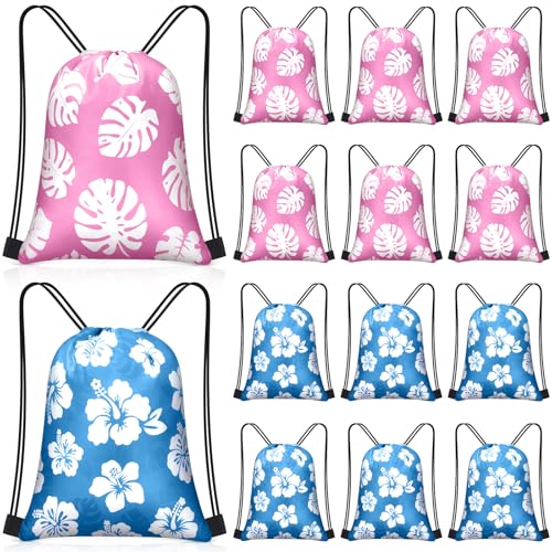 Yiyiring 16 Pcs Cartoon Animation Drawstring Bags Bulk Party Favors Candy Bag Birthday Party Decor for Kids Supplies (Pink Blue)