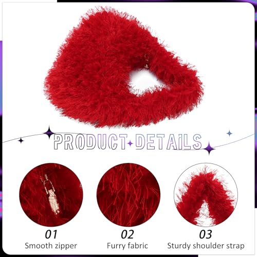 Bolso tipo Hobo peludo para mujer rojo miniatura 5