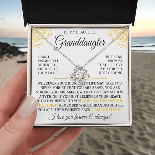 To My Granddaughter Necklace from Grandma Grandpa – Personalized Heart Jewelry Gift for Granddaughter with Message Card, Ideal for Birthday, Christmas, Graduation, or Special Occasions3