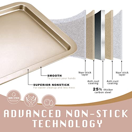 Buy HONGBAKE Cookie Sheets, Baking Sheet Set, Nonstick Oven Pan with