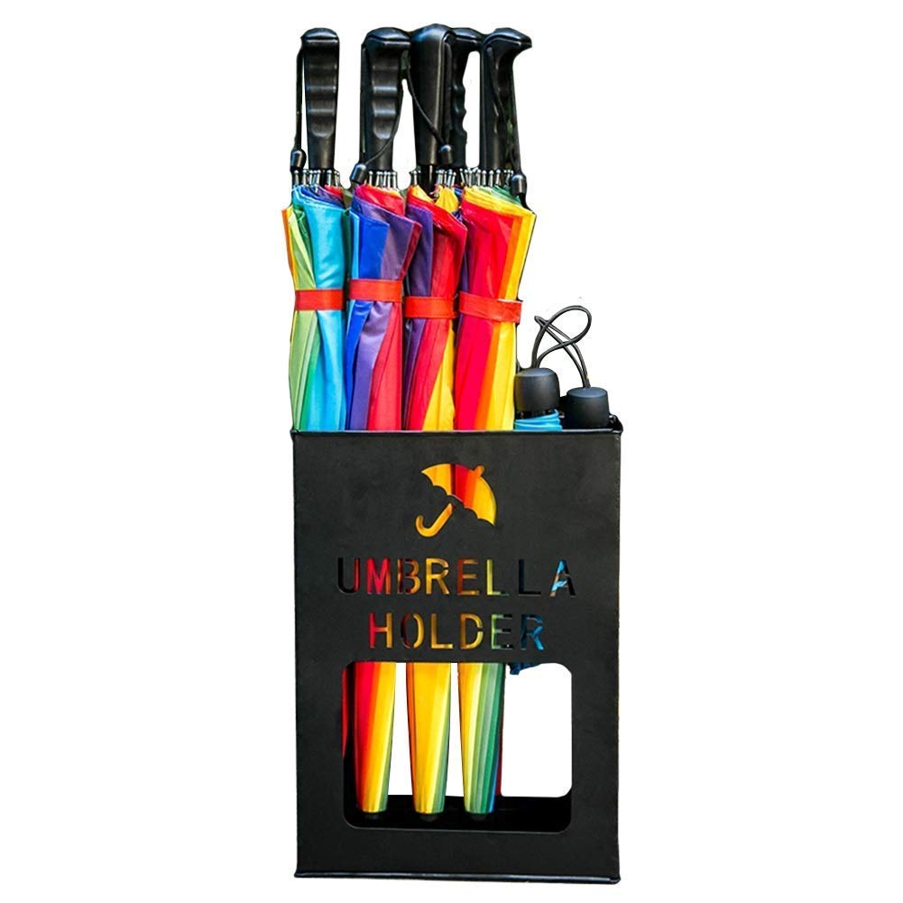 Porte-parapluie en métal noir géométrique au design architectural chic