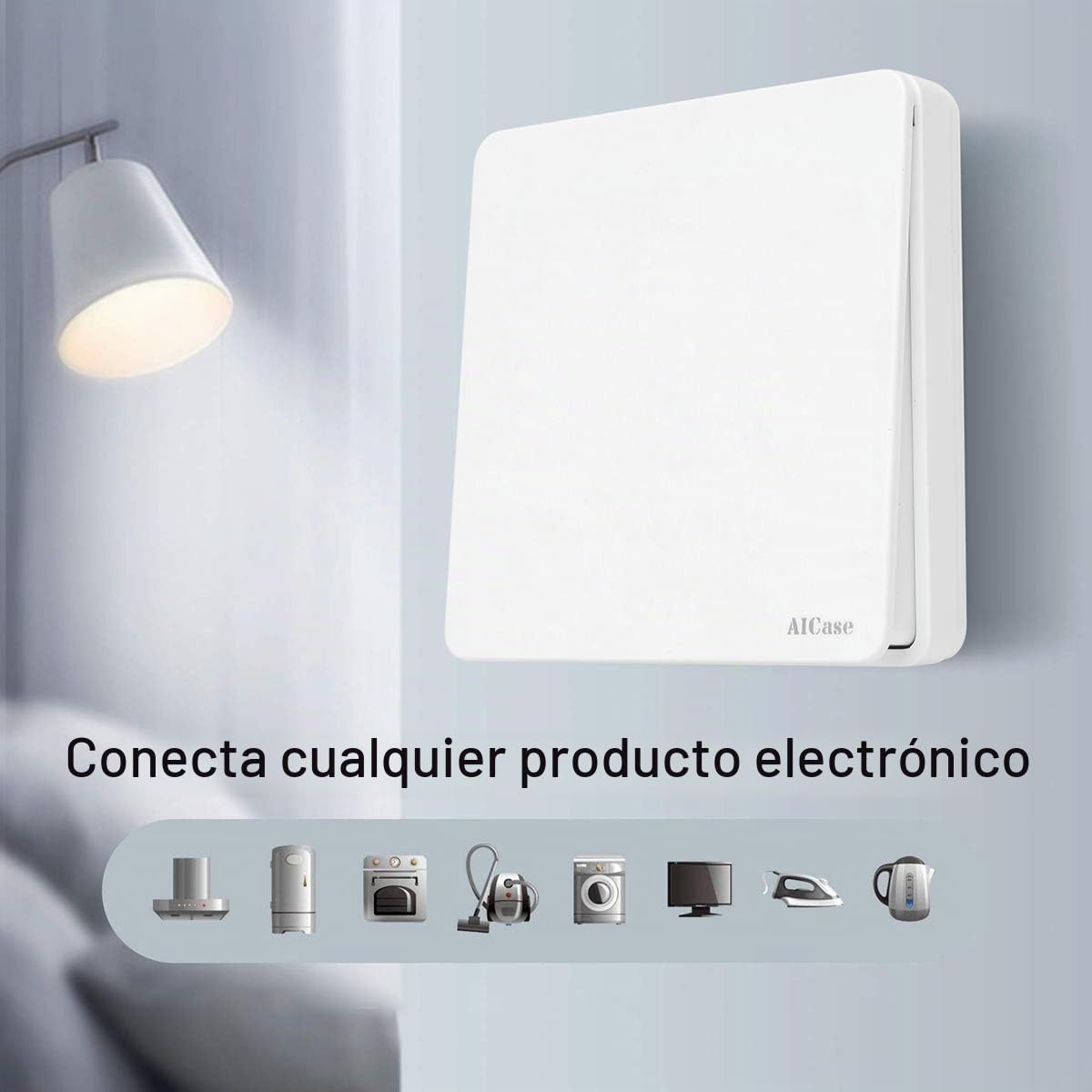 AICase Interruptor Inalámbrico, Interruptor y Mando inalámbrico, Puede colocarse en la Pared o como Control Remoto portátil,Sin batería Sin Cables No se Requiere Wi-Fi (2 Grandes)