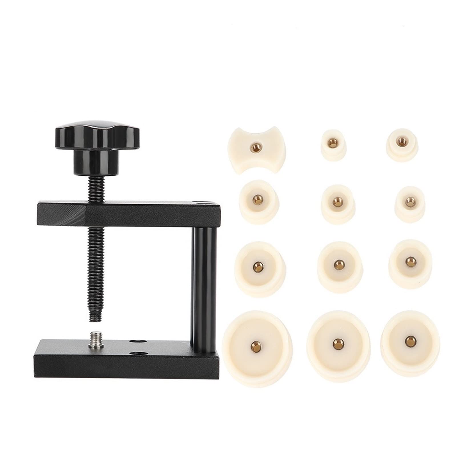 Uhrengehäuse-Presswerkzeug, 12 Matrizen, rotierende Uhrglas-Vorder- und Rückseite, Gehäusedeckel, Schraube, Einsteller, Schließer, Presser, Uhrmacher-Reparatur-Set, Wa