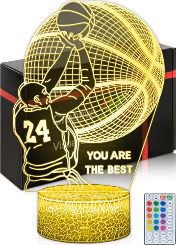DAHEYMA Lampe d'ambiance basket, lampe 3D à LED pour basket, cadeau basket pour garçon, décoration de chambre, veilleuse 16 couleurs avec télécommande et...