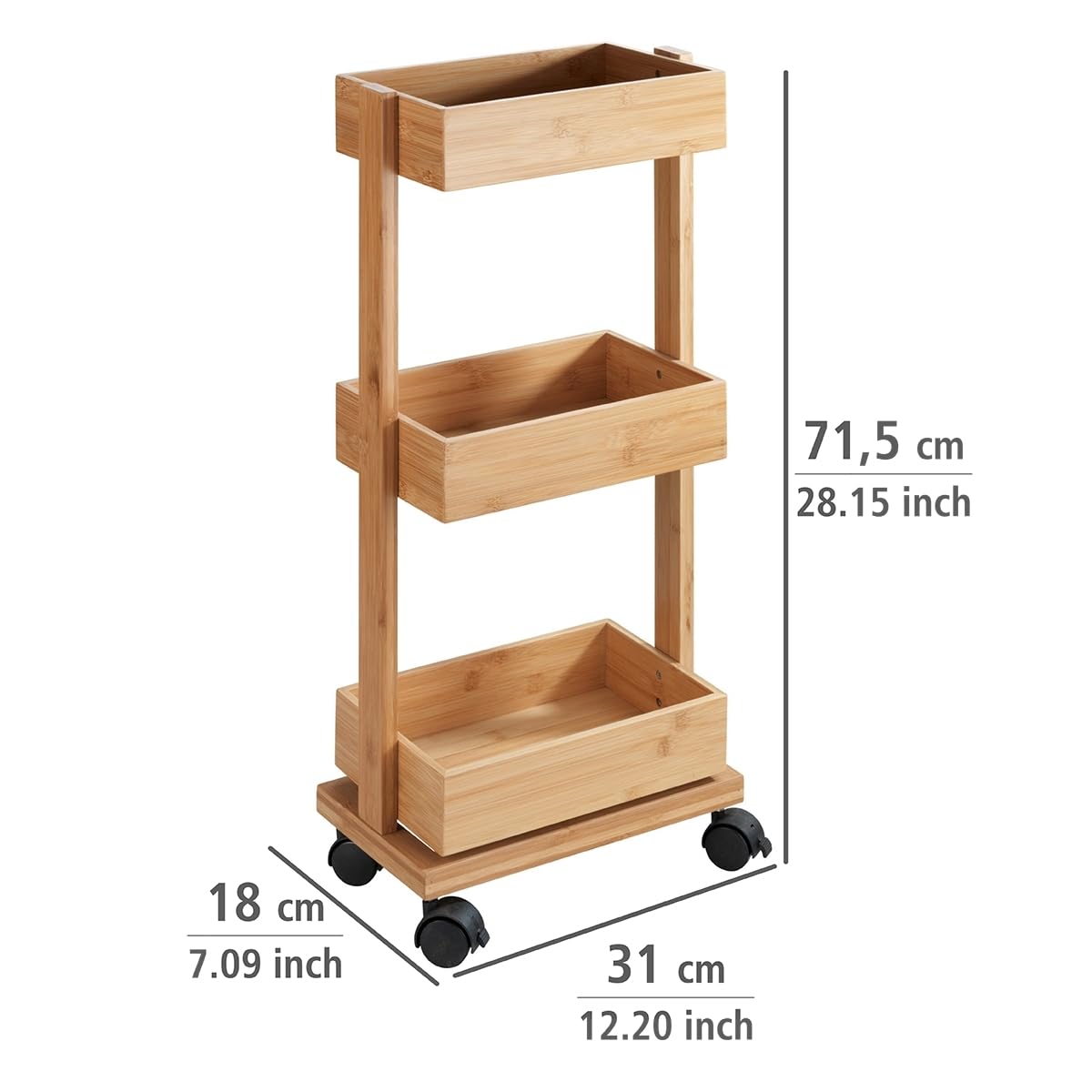 Amazon.com: Wenko Regal Tortona Bathroom Trolley, Bamboo, Brown
