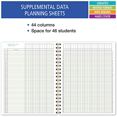 Elan Publishing Company Hardcover 8 Period Teacher Lesson Plan - Days Vertically Down The Side With Bonus Clip-In Bookmark (Woodgrain) #TOP5