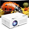 TMY Native 1080P Projector with WiFi and Bluetooth, Outdoor Movie Projector with Sreen, Compatible with Smartphone, HDMI, USB, PC, DVD, Fire Stick, PS5 for Home, Bedroom, Outdoor Use, white