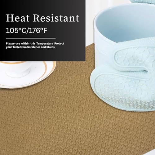 Image of Amazon Brand - Umi PVC Vinyl Foam Design Placemat STPG127 | Heat Resistant, Wipe Clean, Anti-Skid Table Mats for Dining Table, Kitchen & Home Decor (30x45 CM Brown Set of 4)