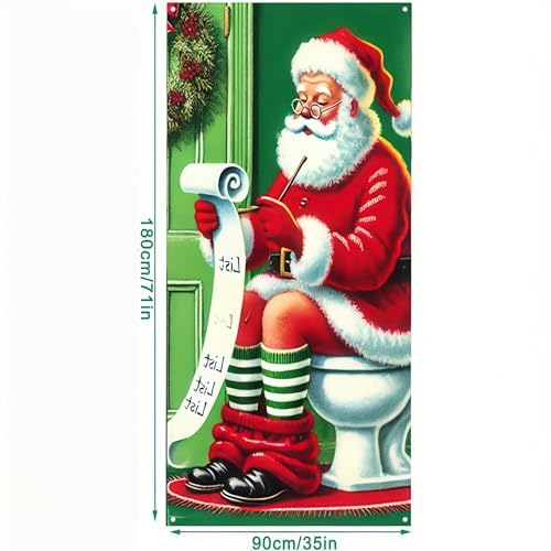 Image of BlissYard Door Banner Santa 35x71 Inch Polyester