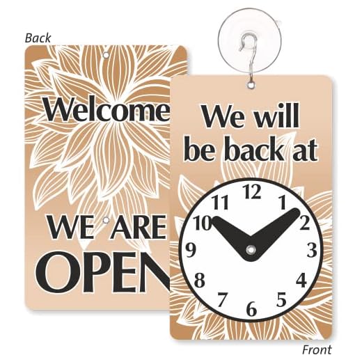 SmartSign “We Will Be Back - Welcome We are Open” Two-Sided Be Back Clock Sign | 7.75" x 4.75" Plastic