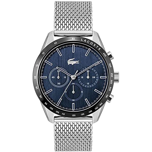 Lacoste Multi Zifferblatt Quarz Uhr für Herren Kollektion Boston mit Silbernes Edelstahl-Mesh-Gliederarmband - 2011163