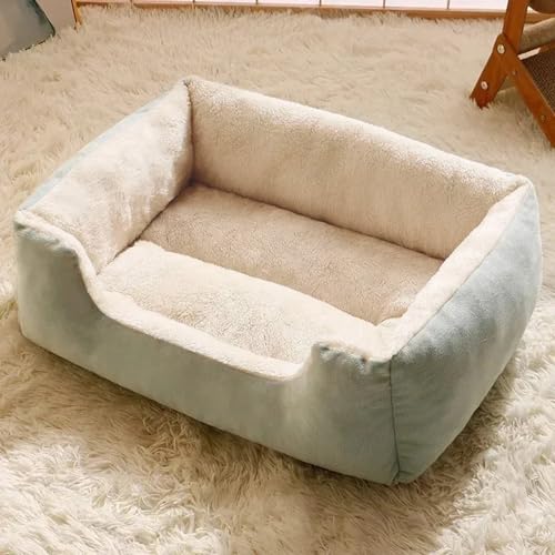XXIUDEE Hundebett Medium, Orthopädisches Hundesofa, Anti-Angst-Haustierkissen, Weiches Warmes Quadratisches Hundehaus mit Rutschfestem Boden für Katze und Welpe (70 * 50 * 15cm, Grün)