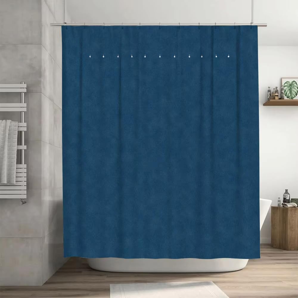 Uudiho Shower Curtain Bath Dark Blue Fabric Premium Waterproof Bathroom Decor Heavy Duty Hooks Bathroom Decorated(70X140cm/28X55in(Wxh) Bathtub Curtains)