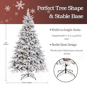 7ft flocked christmas tree prelit w 873 pepvc mixed tips 330 warm white led lights foldable metal stand premium hinged artificial xmas tree for home office store holiday decoration  urban country home decor