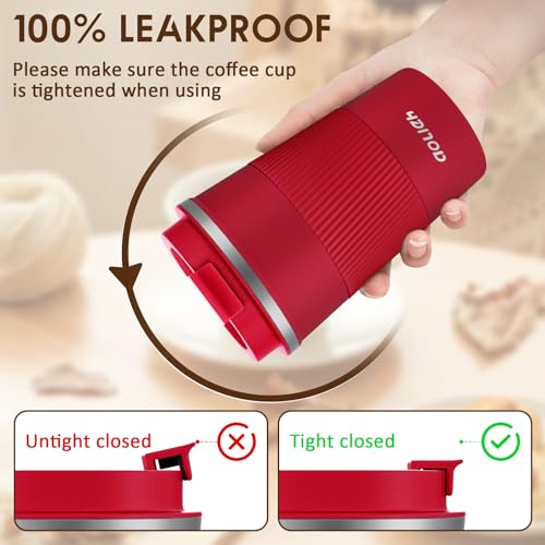 Image of MOMSIV Travel Mug, Insulated Coffee Cup,Double Walled Travel Mug Vacuum Insulation Stainless Steel with Leakproof Lid Eco-Friendly Reusable Cup for Coffee,Tea and Beer