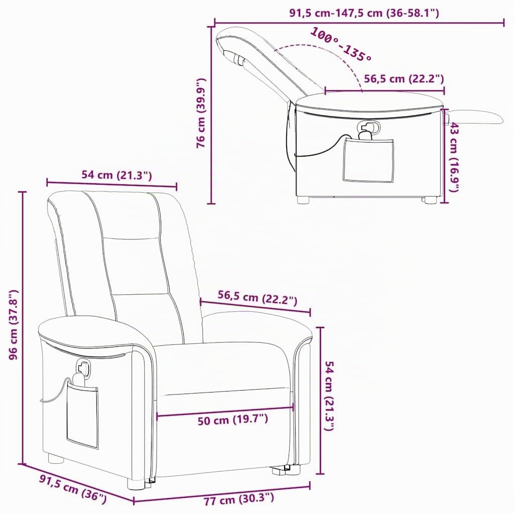 vidaXL Poltrona Alzapersona Massaggi Reclinabile Grigio Scuro Tessuto, Poltrona reclinabile rialzata, Sedia reclinabile per Anziani, Sedia alzabile elettrica