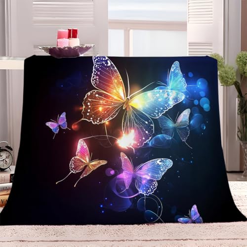 XCQHZYQ Kuscheldecke für Kinder leuchtender Schmetterling 130x150 cm Decke Fleecedecke Sofadecke Kinderdecke, Superweiche Flanell Wohndecke Geschenke für Jungen Mädchen – Bild 3