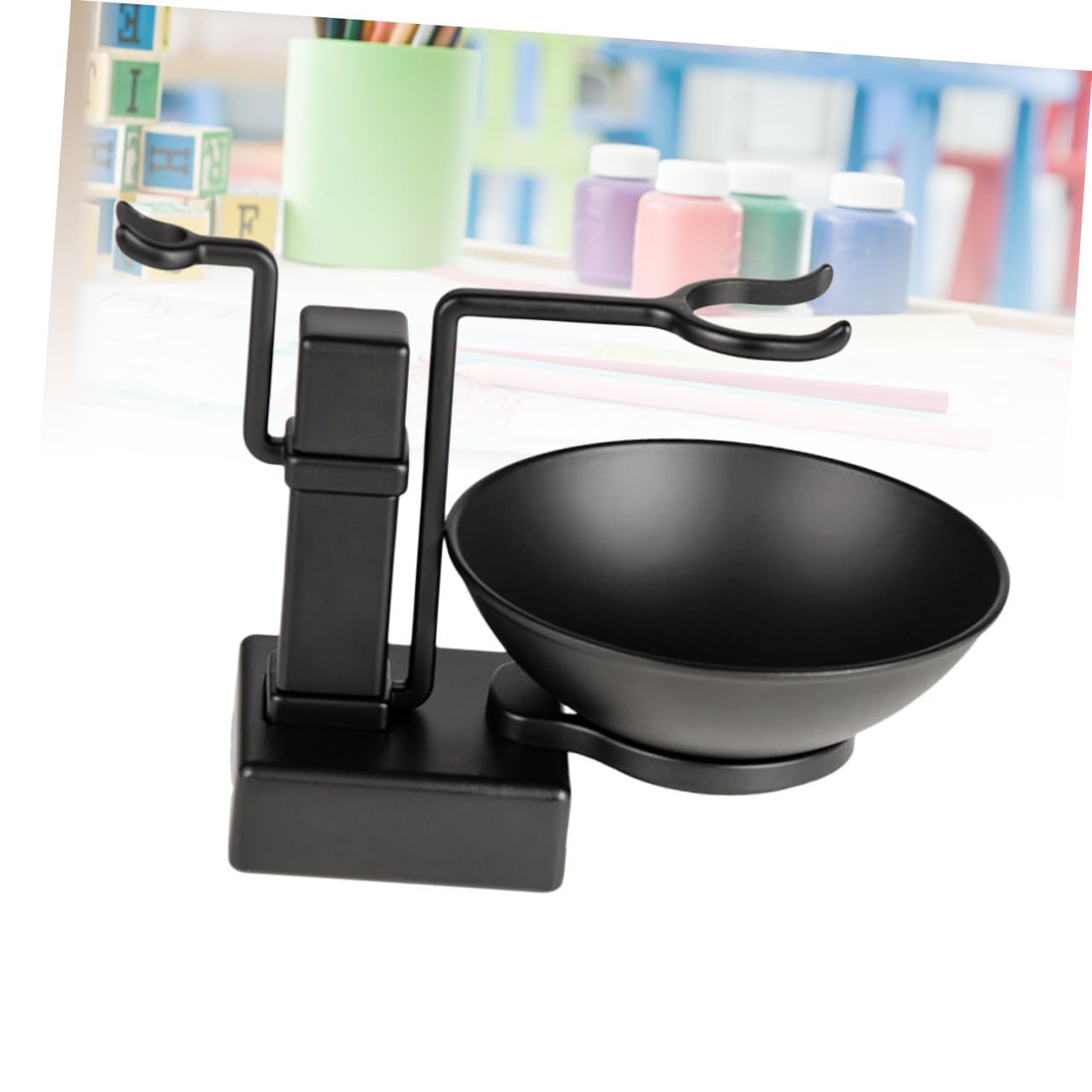 FRCOLOR 2stücke Teiliges Rasier-set Metall Rasierständer Und Rasierschale Schwarz Für Männer Platzsparend Und Praktisch Für Organisiertes Badezimmer