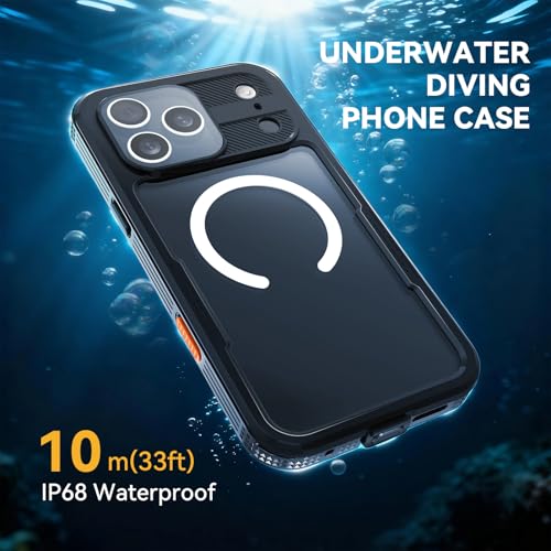 Phciasie Magnetic for iPhone 17 Pro Max Case-Waterproof, Built-in Screen & Camera Protector-IP68 Underwater Full Body 16FT Military Dropproof Shockproof Case for 17 Pro Max 6.9''- (Black) by Phciasie - Used condition - Image 2