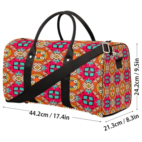 Colorful Geometric Pattern Travel Duffel Bag, Abstract Flower Sports Tote Gym Bag, Foldable Weekender Overnight Bag, Luggage Handle Bag for Women Men4
