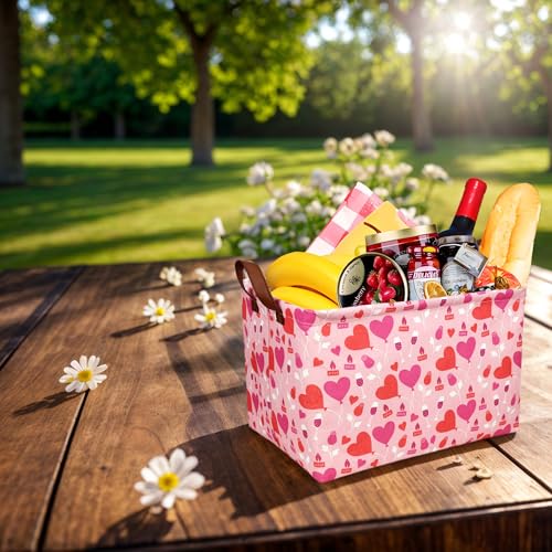 Image of Valentine's Day Basket Gift for Empty Cute Heart Large Storage Bin for Kid and Baby Room Decor (Balloon Love)
