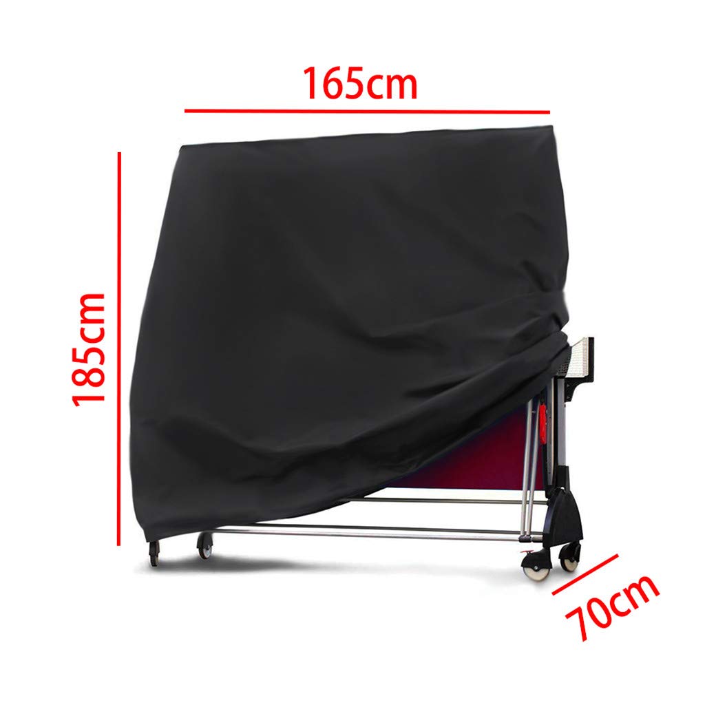 Telo da Ping Pong Impermeabile all'aperto, Antivento, Anti-UV, Resistente agli Strappi, Resistente agli Strappi, Copertura per Tavolo da Ping Pong, Interno/Esterno (165 × 70 × 185 cm) - Nero